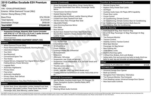 Used 2010 Cadillac Escalade ESV Premium image 15