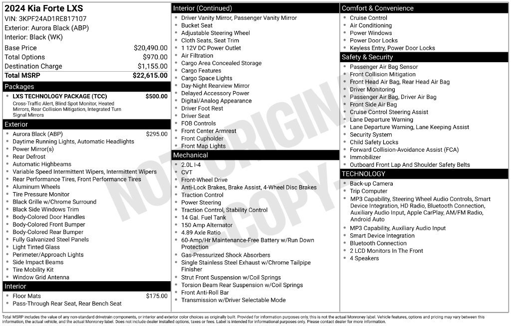 Certified 2024 Kia Forte LXS w/ LXS Technology Package FWD image 34