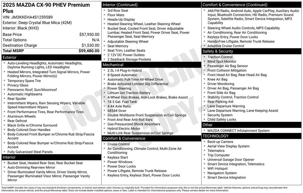 New 2025 MAZDA CX-90 Plug-In Hybrid w/ Premium Plus image 2
