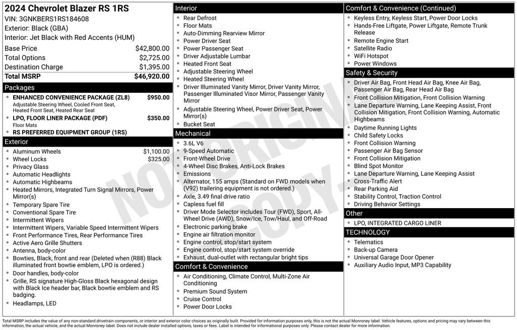 Used 2024 Chevrolet Blazer RS w/ Enhanced Convenience Package FWD image 40