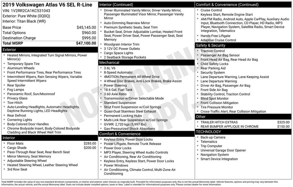 Used 2019 Volkswagen Atlas SEL R-Line image 38
