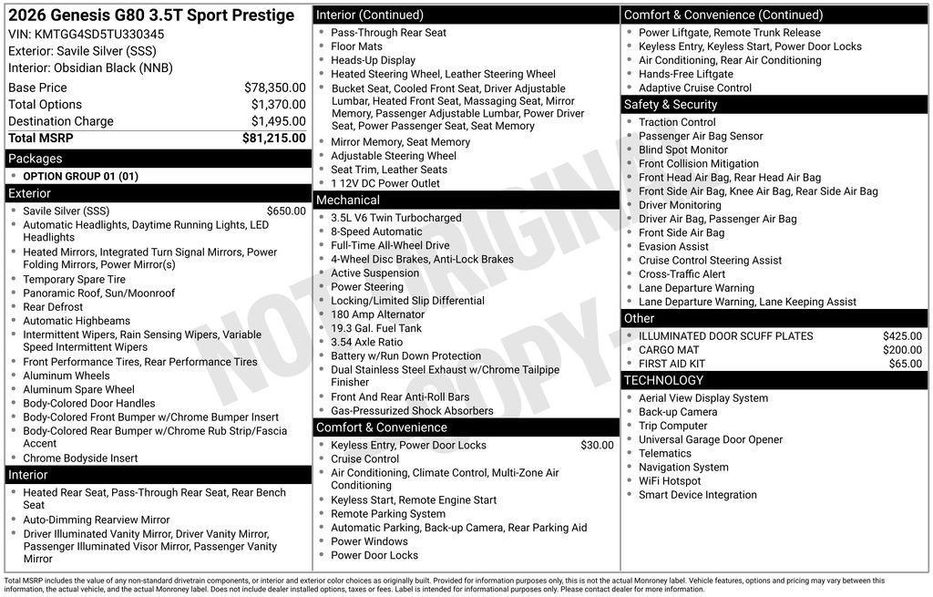 Certified 2026 Genesis G80 3.5T Sport Prestige AWD/4WD image 23