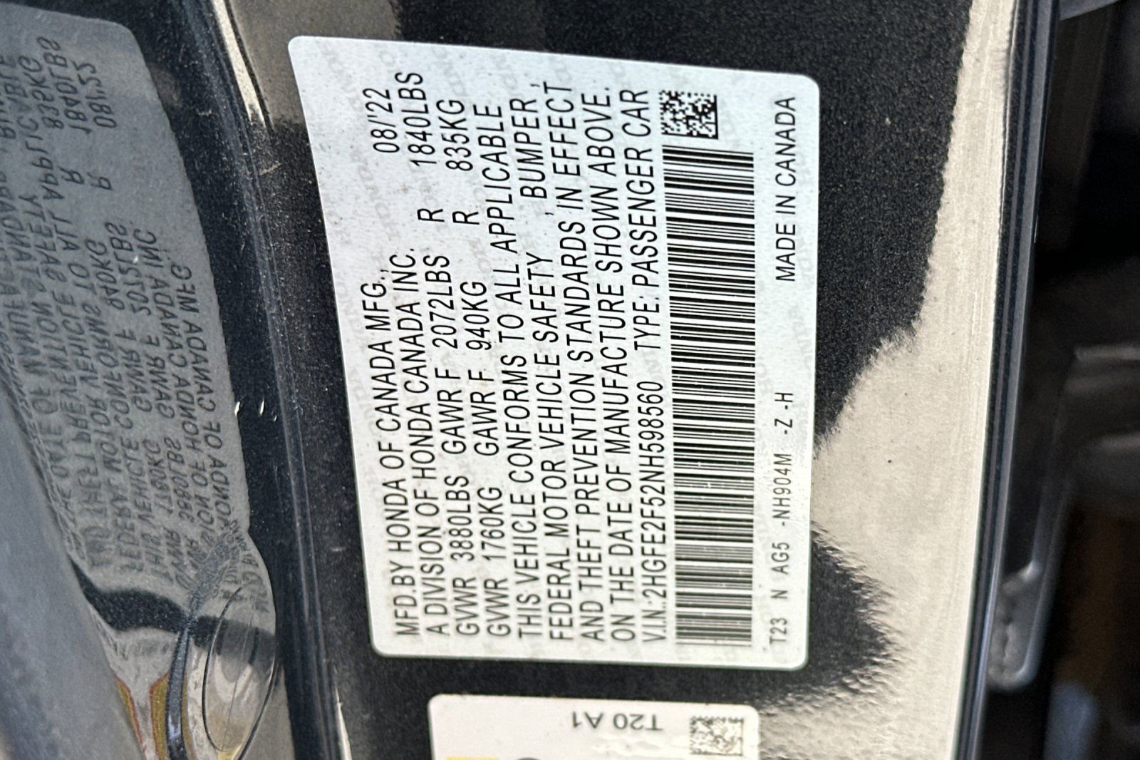 Certified 2022 Honda Civic Sport image 27