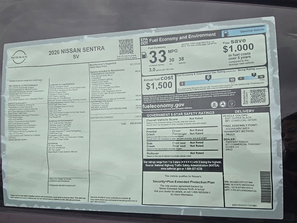 New 2026 Nissan Sentra SV image 30