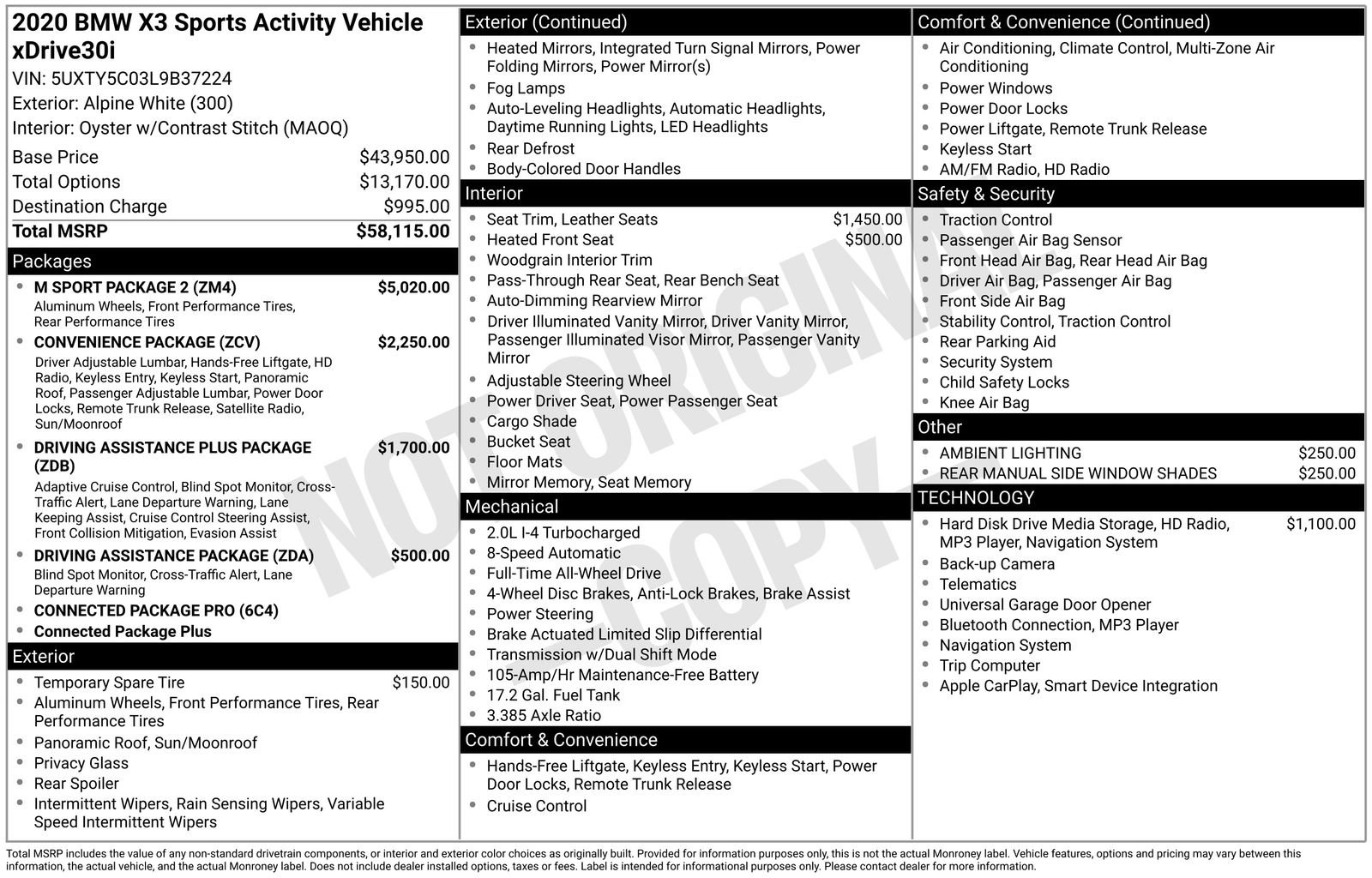 Used 2020 BMW X3 xDrive30i w/ M Sport Package 2 image 33