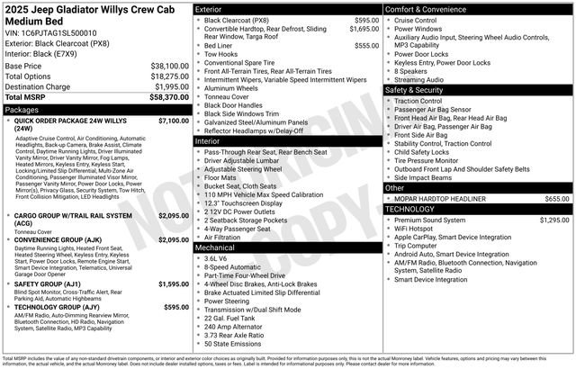 Used 2025 Jeep Gladiator Sport AWD/4WD image 1
