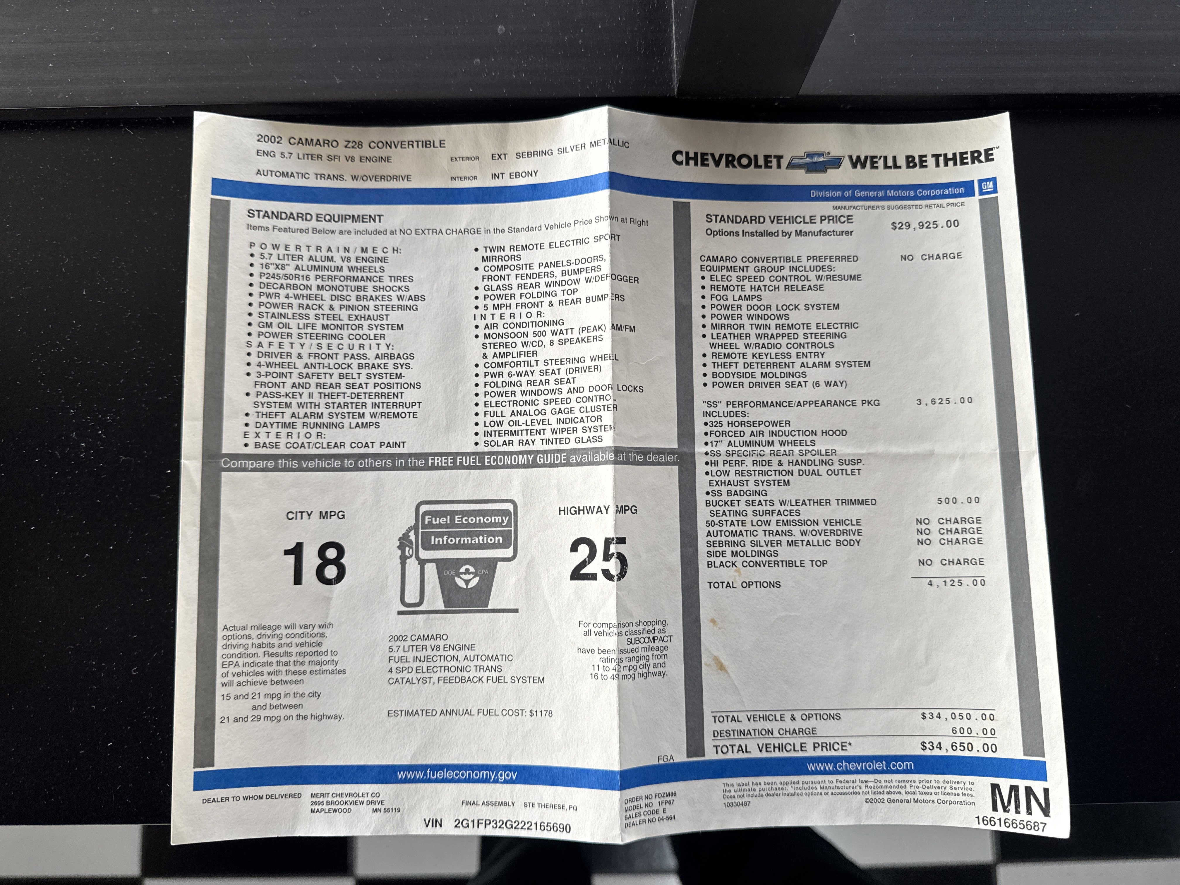 Used 2002 Chevrolet Camaro Z28 w/ SS Performance/Appearance Pkg image 48