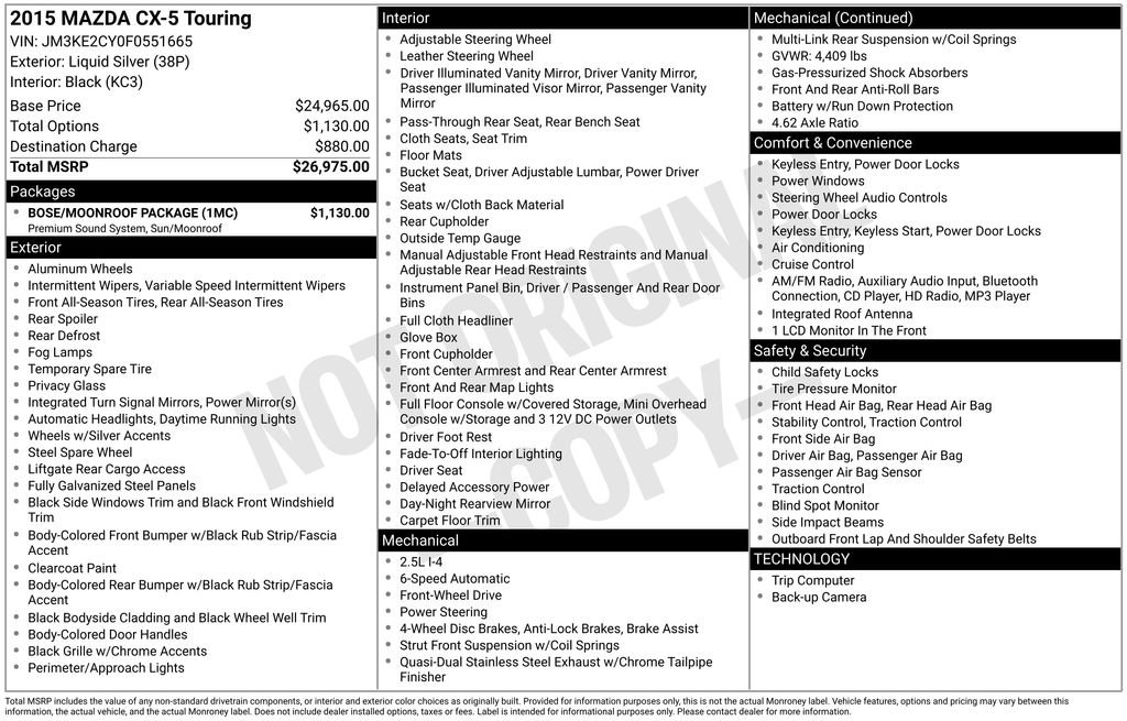 Used 2015 MAZDA CX-5 Touring w/ Bose/Moonroof Package image 8