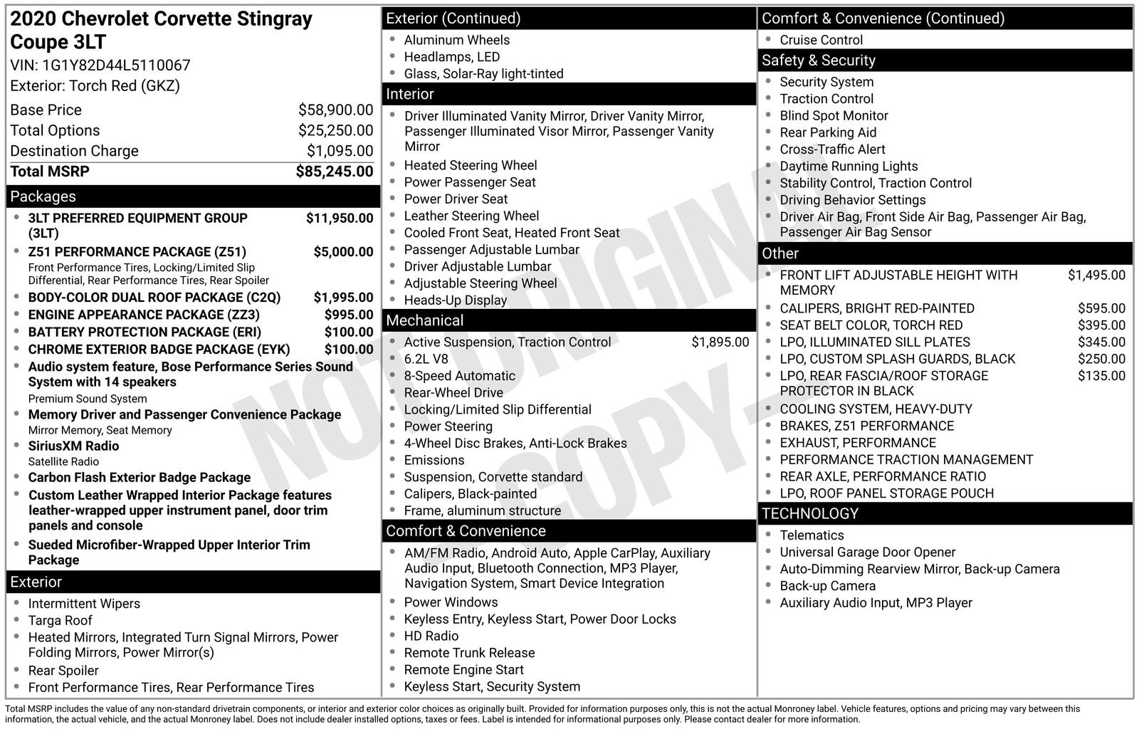 Used 2020 Chevrolet Corvette Stingray Premium Cpe w/ 3LT Preferred Equipment Group image 4