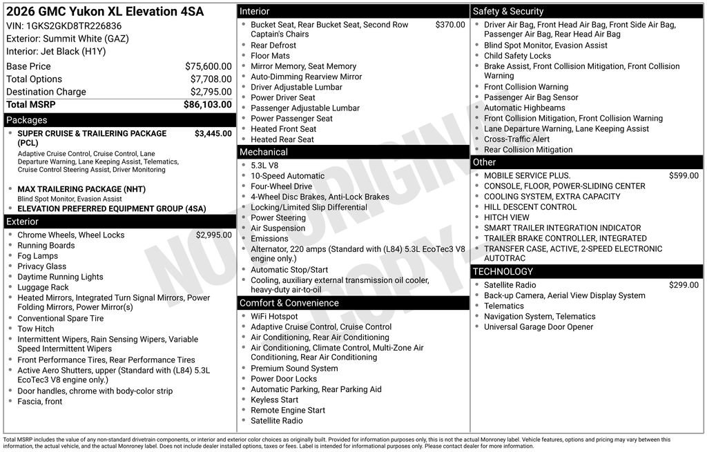 New 2026 GMC Yukon XL Elevation AWD/4WD image 44