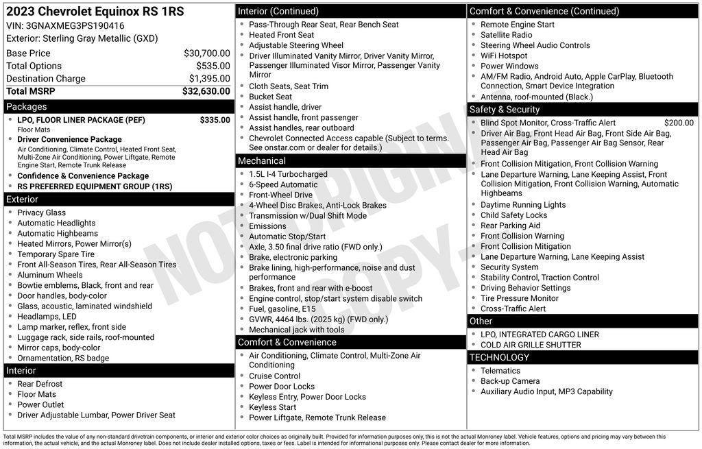Used 2023 Chevrolet Equinox RS w/ LPO, Floor Liner Package FWD image 32