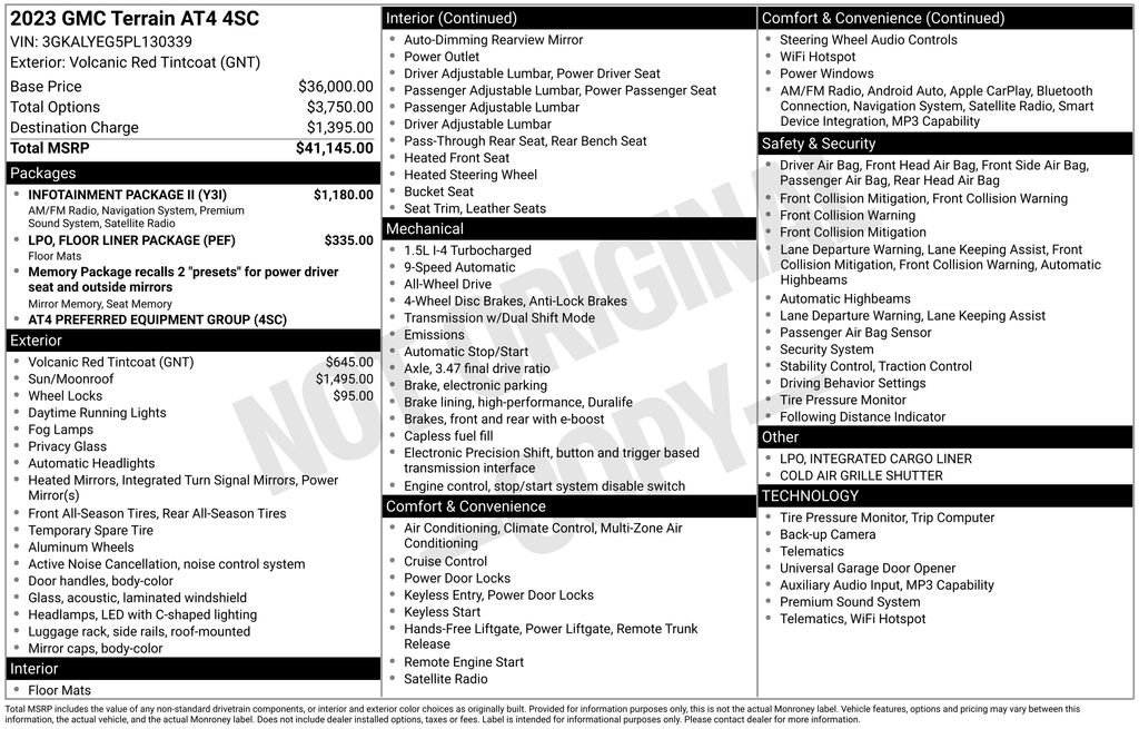 Used 2023 GMC Terrain AT4 w/ Infotainment Package II AWD/4WD image 45