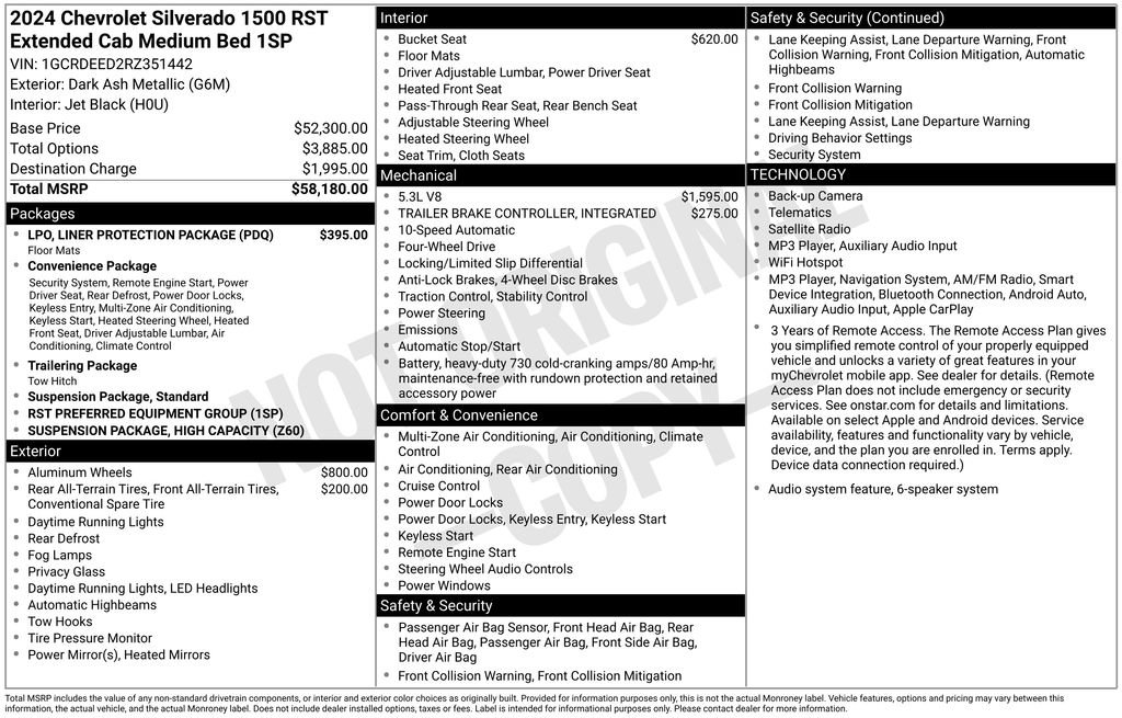 Certified 2024 Chevrolet Silverado 1500 RST w/ LPO, Liner Protection Package AWD/4WD image 35