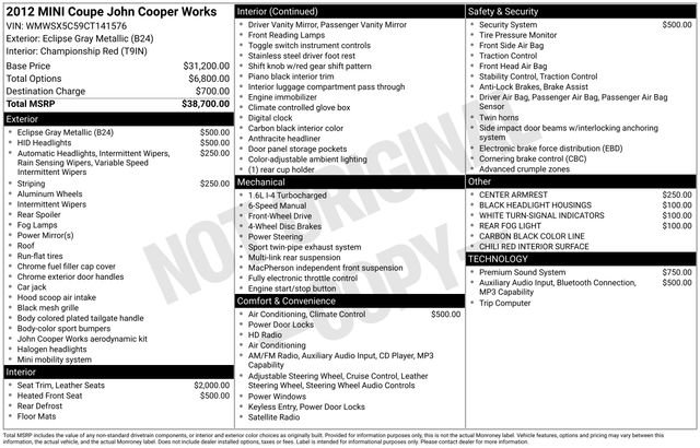 Used 2012 MINI Cooper Coupe John Cooper Works image 8