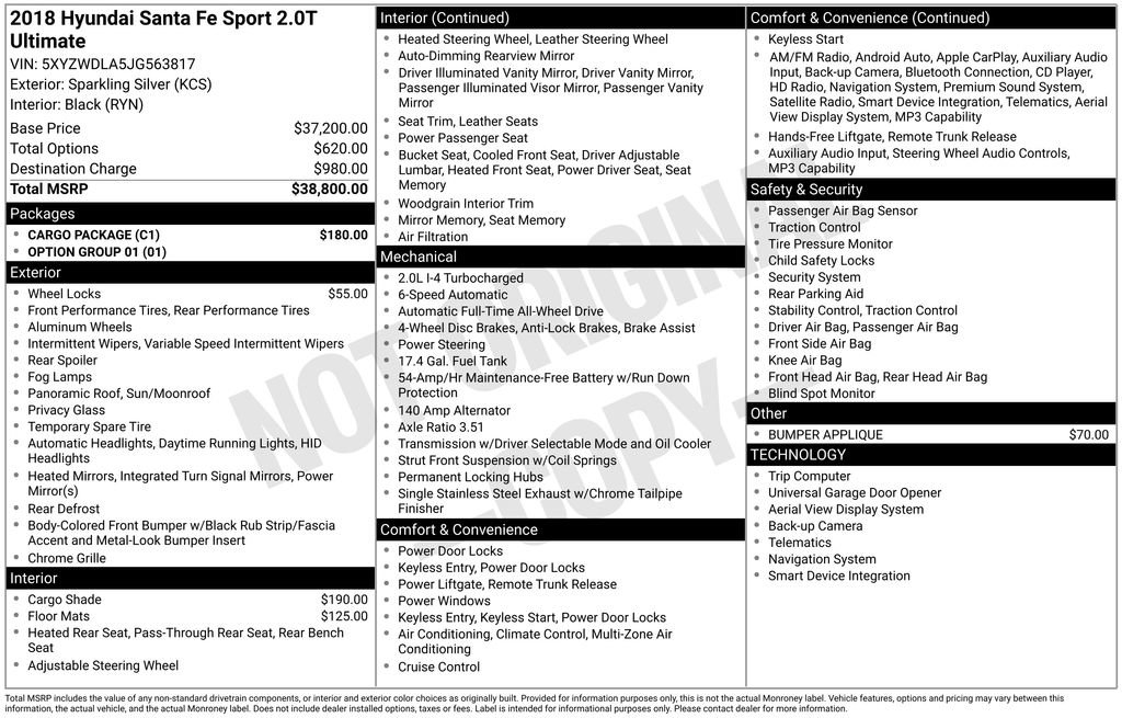 Used 2018 Hyundai Santa Fe Sport w/ Cargo Package image 6