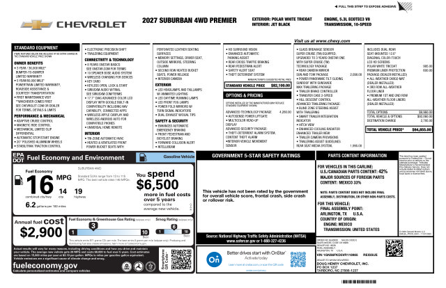 New 2027 Chevrolet Suburban Premier w/ Advanced Technology Package AWD/4WD image 3