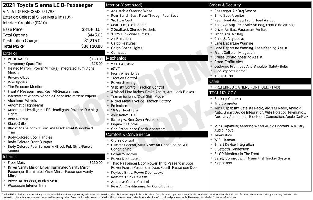 Certified 2021 Toyota Sienna LE FWD image 24