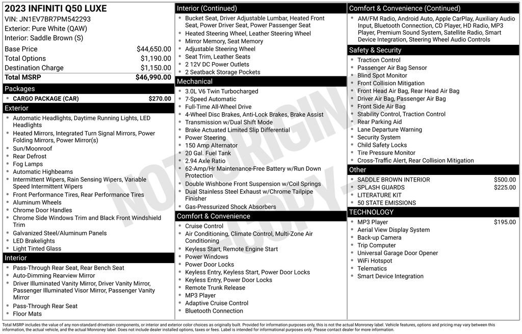 Certified 2023 INFINITI Q50 Luxe w/ Cargo Package image 12