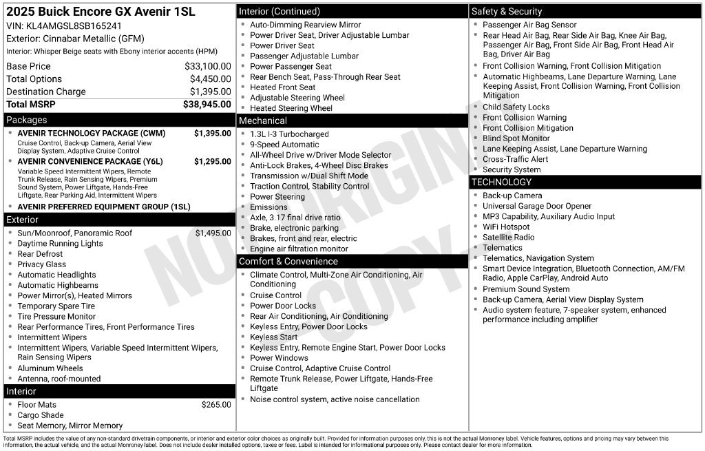 Used 2025 Buick Encore GX Avenir w/ Avenir Technology Package AWD/4WD image 9