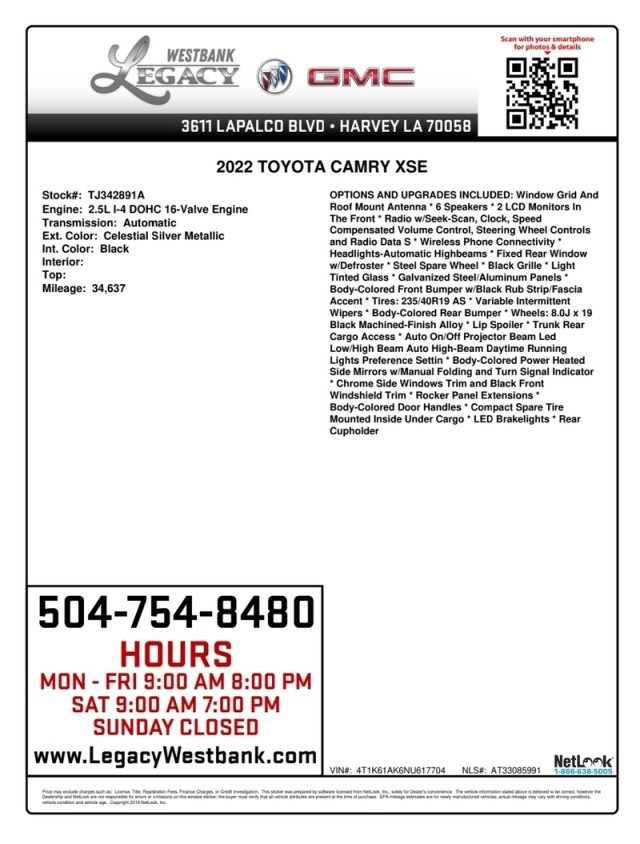 Used 2022 Toyota Camry XSE FWD image 31