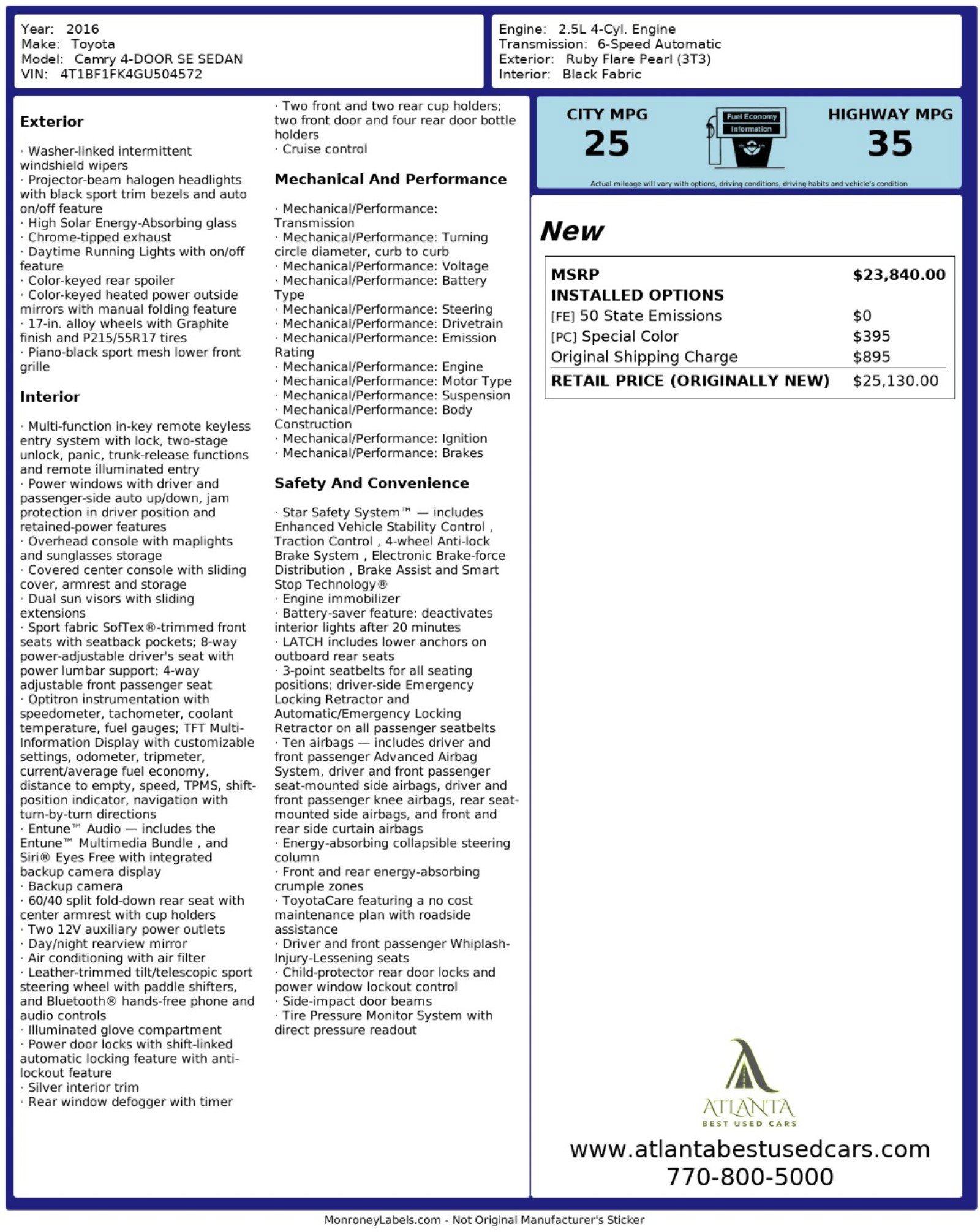 Used 2016 Toyota Camry SE image 45