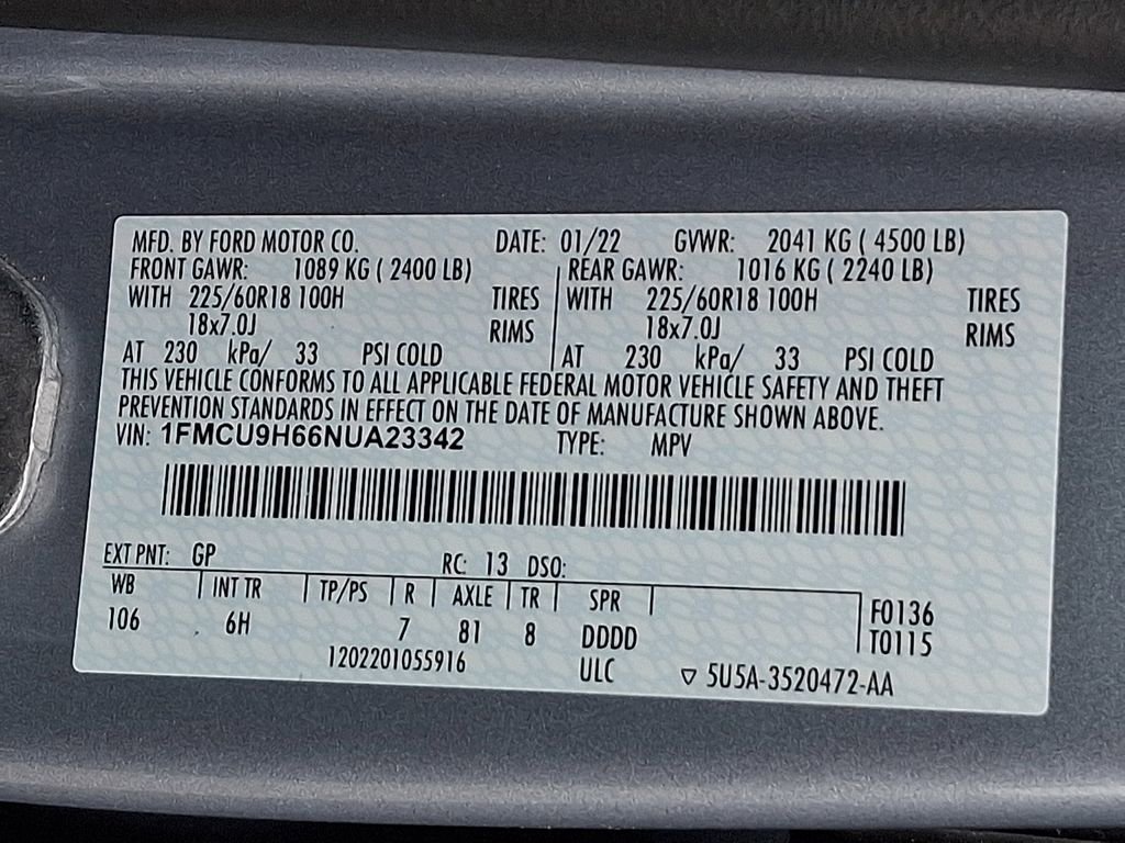 Certified 2022 Ford Escape SEL w/ Technology Package image 28