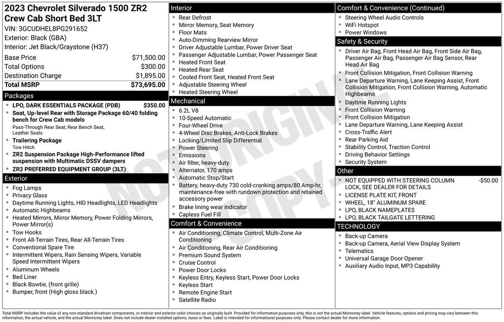 Certified 2023 Chevrolet Silverado 1500 ZR2 w/ LPO, Dark Essentials Package AWD/4WD image 2