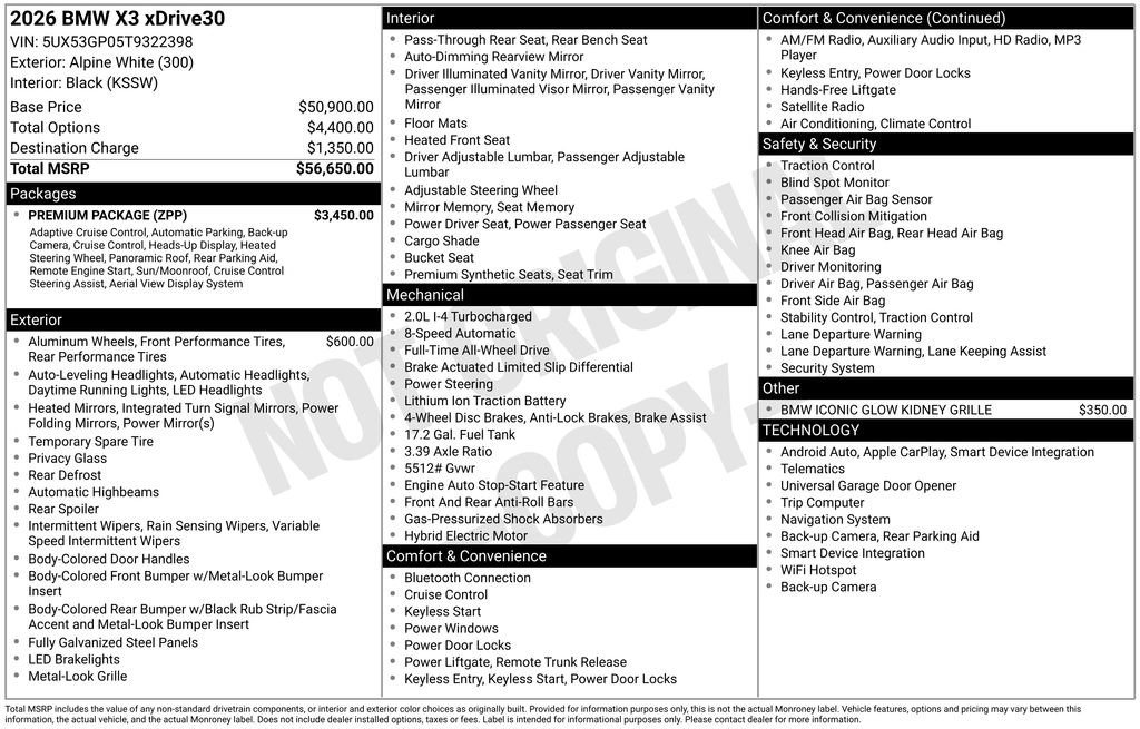 New 2026 BMW X3 xDrive30 w/ Premium Package image 2
