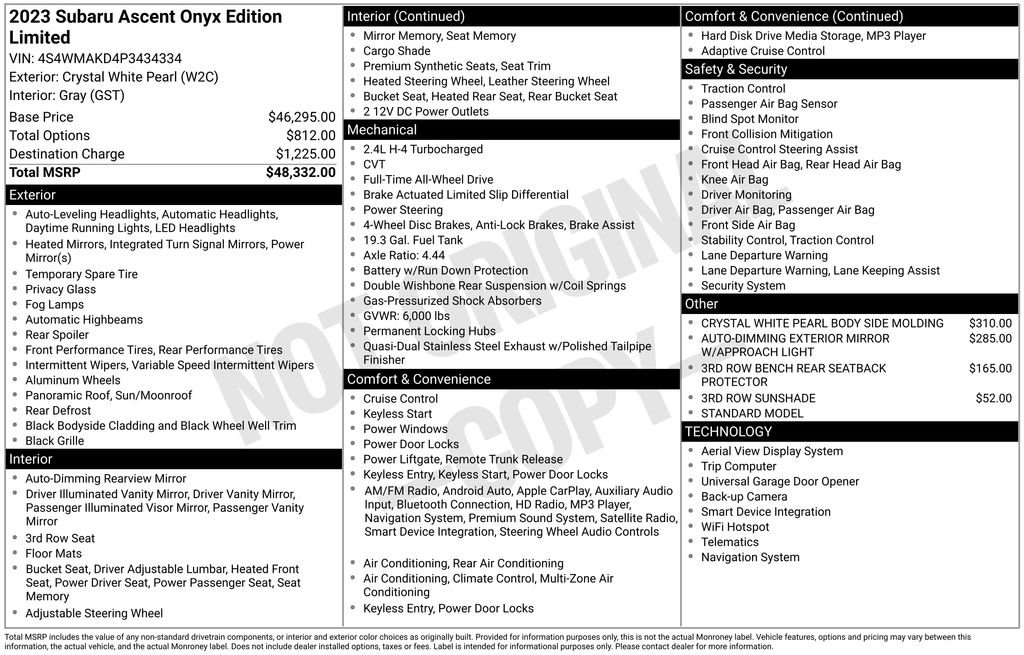 Used 2023 Subaru Ascent Onyx Edition Limited image 3