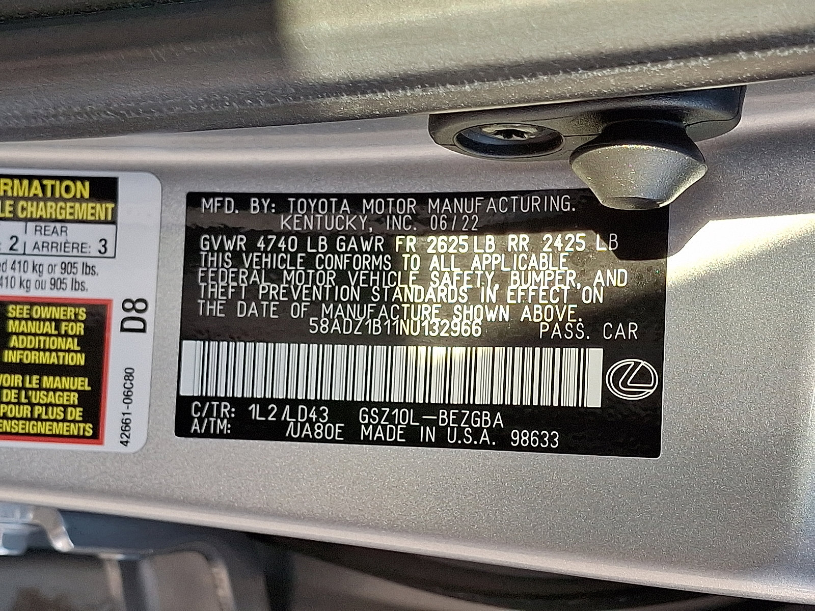 Used 2022 Lexus ES 350 w/ Premium Package image 27