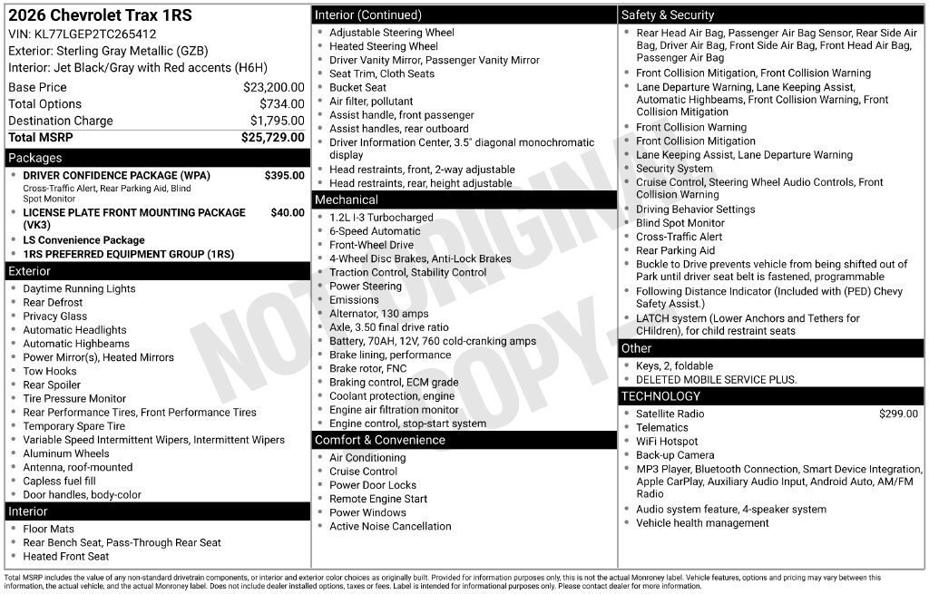 New 2026 Chevrolet Trax RS w/ Driver Confidence Package FWD image 25