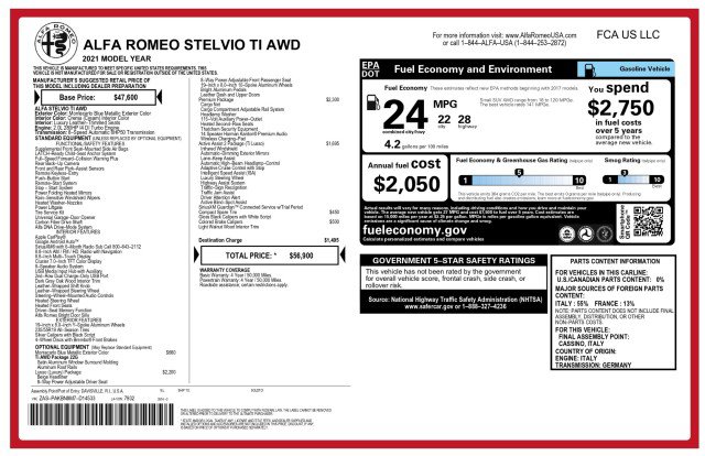 Used 2021 Alfa Romeo Stelvio Ti w/ Premium Package AWD/4WD image 3