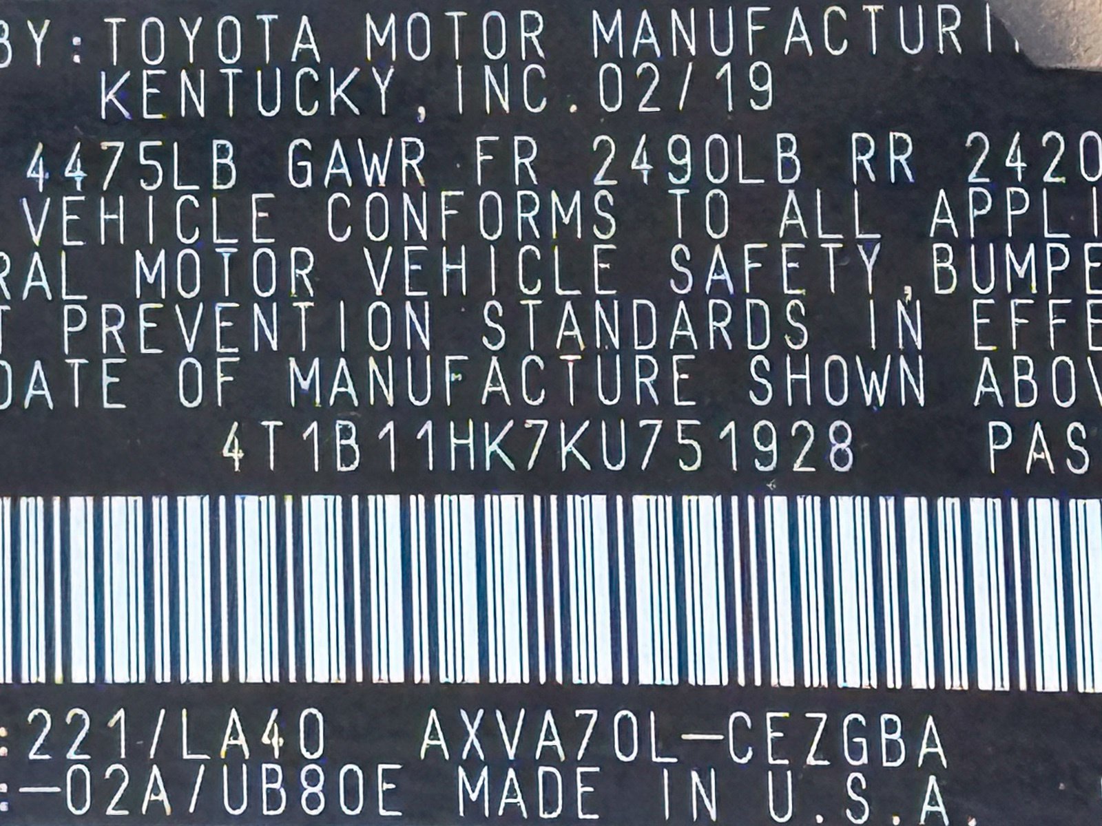 Used 2019 Toyota Camry XLE w/ Carpet Mat Package FWD image 50