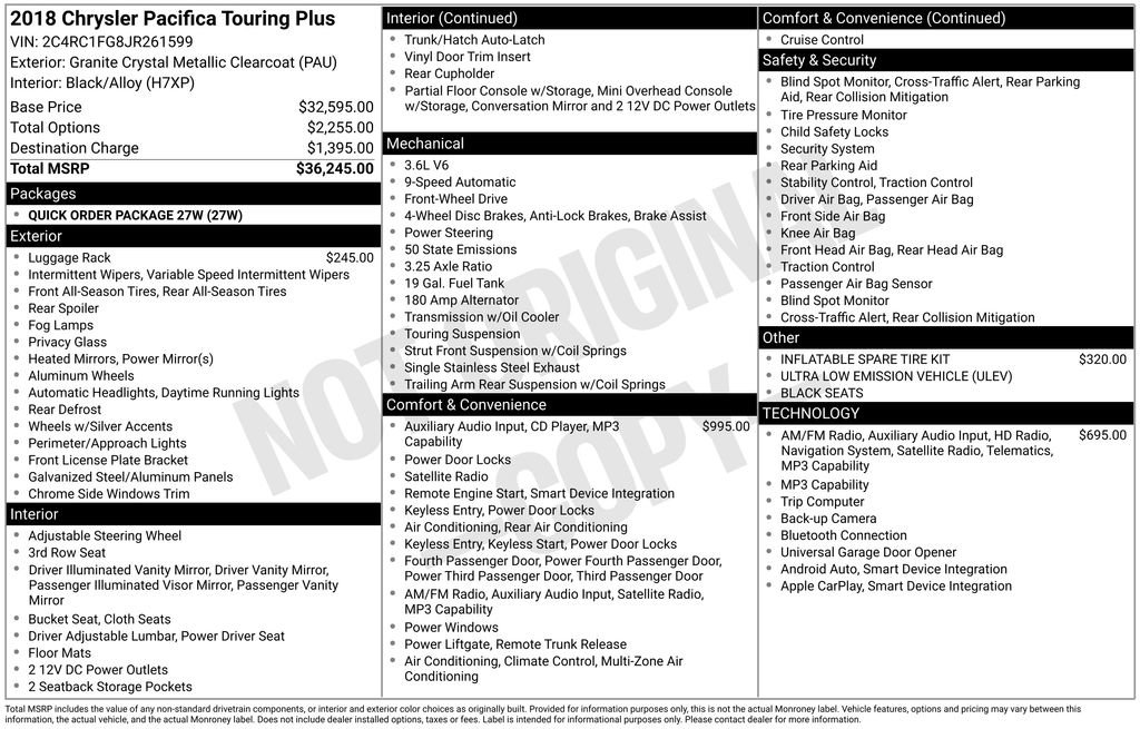 Used 2018 Chrysler Pacifica Touring Plus FWD image 5