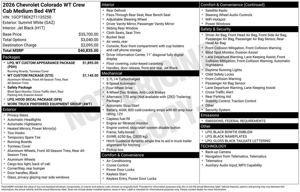 New 2026 Chevrolet Colorado W/T image 9