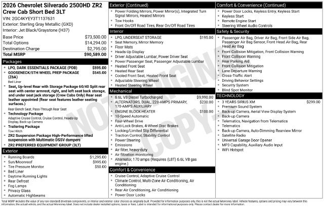 Used 2026 Chevrolet Silverado 2500 ZR2 w/ LPO, Dark Essentials Package AWD/4WD image 25