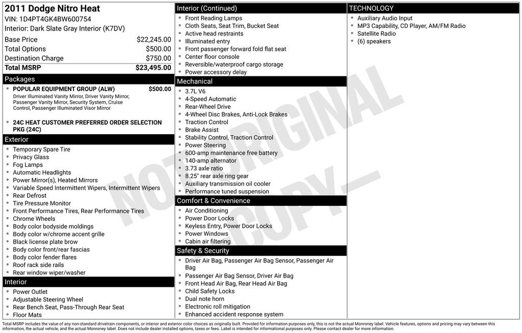 Used 2011 Dodge Nitro Heat w/ Popular Equipment Group RWD image 4