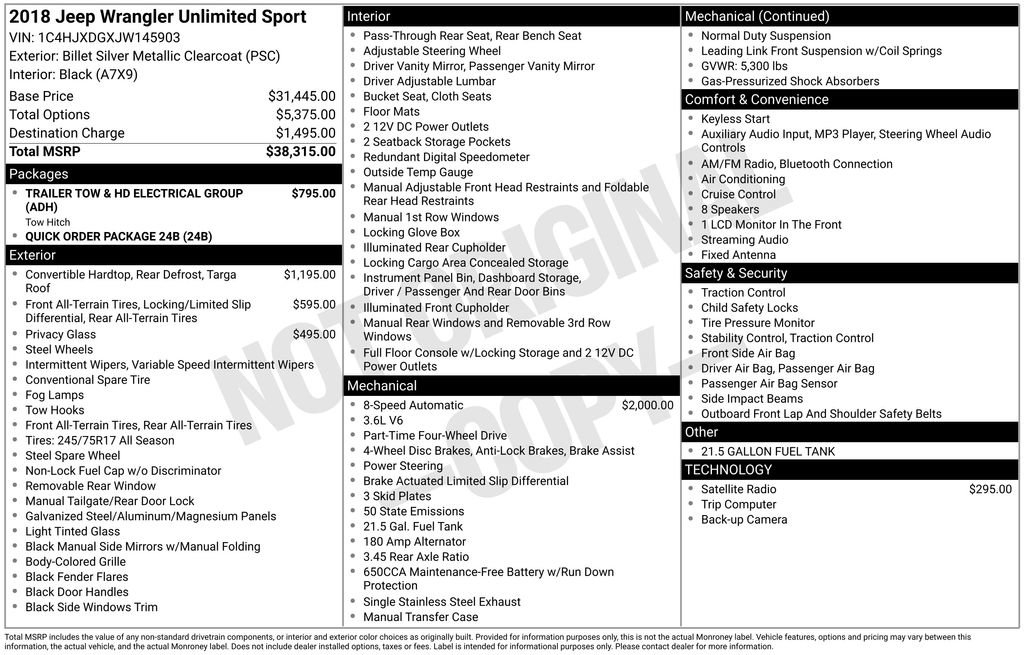 Used 2018 Jeep Wrangler Unlimited Sport image 2