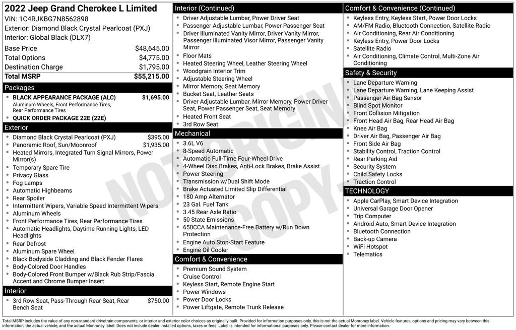 Used 2022 Jeep Grand Cherokee L Limited w/ Black Appearance Package image 9