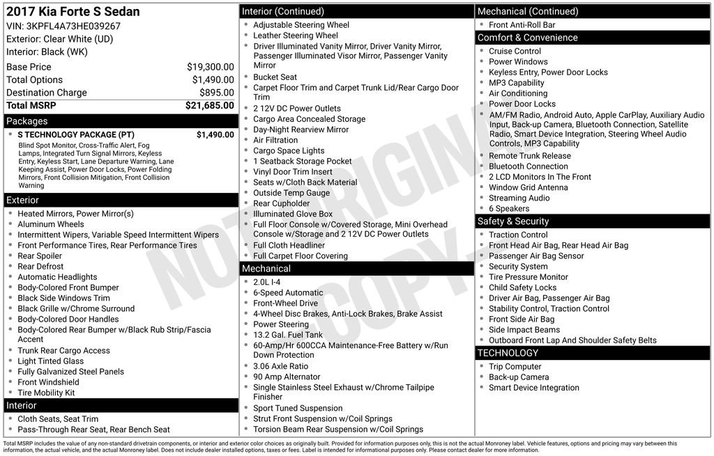 Used 2017 Kia Forte S w/ S Technology Package image 11
