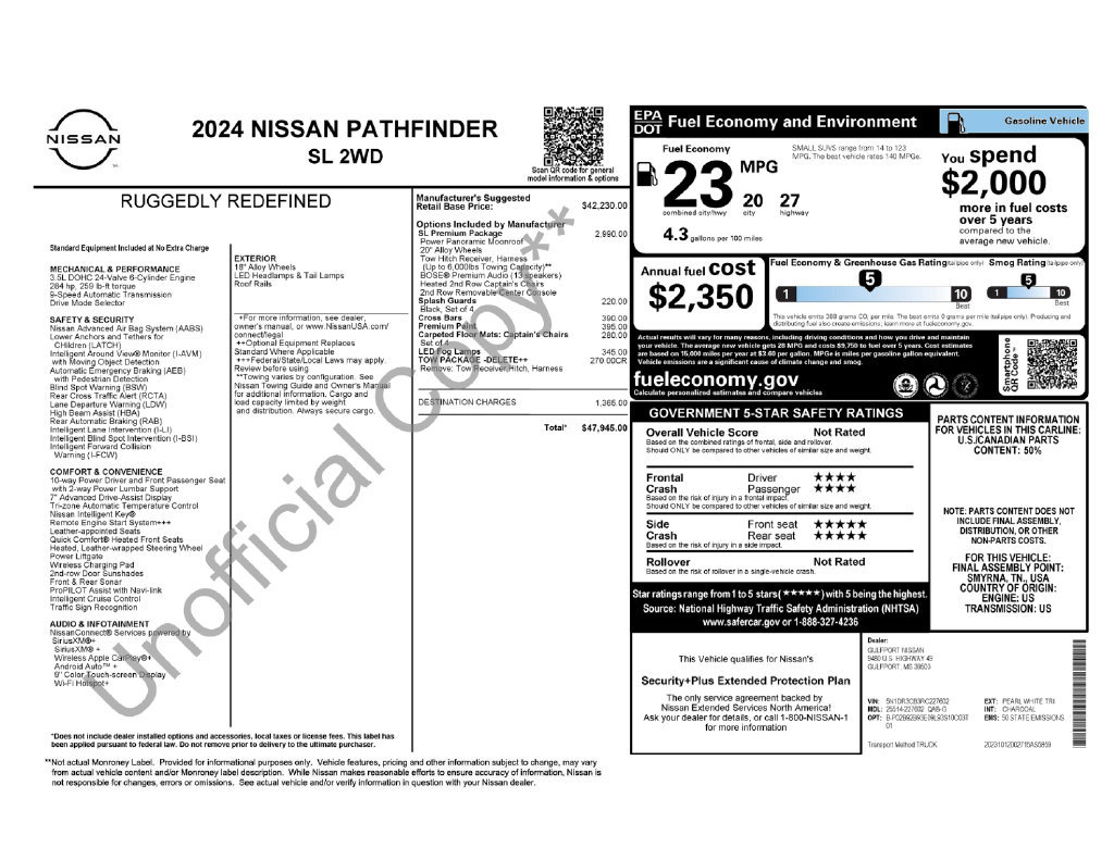 Used 2024 Nissan Pathfinder SL w/ SL Premium Package FWD image 38