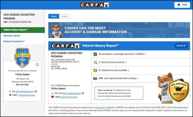 Used 2025 Subaru Crosstrek 2.5i Premium image 11