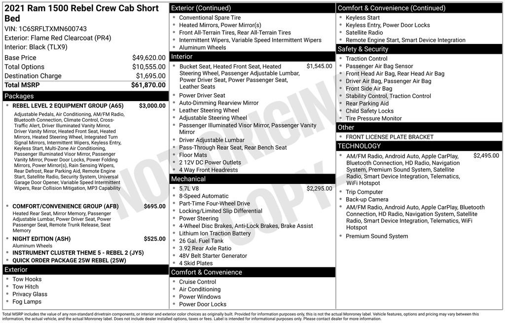 Used 2021 RAM 1500 Rebel w/ Rebel Level 2 Equipment Group AWD/4WD image 6