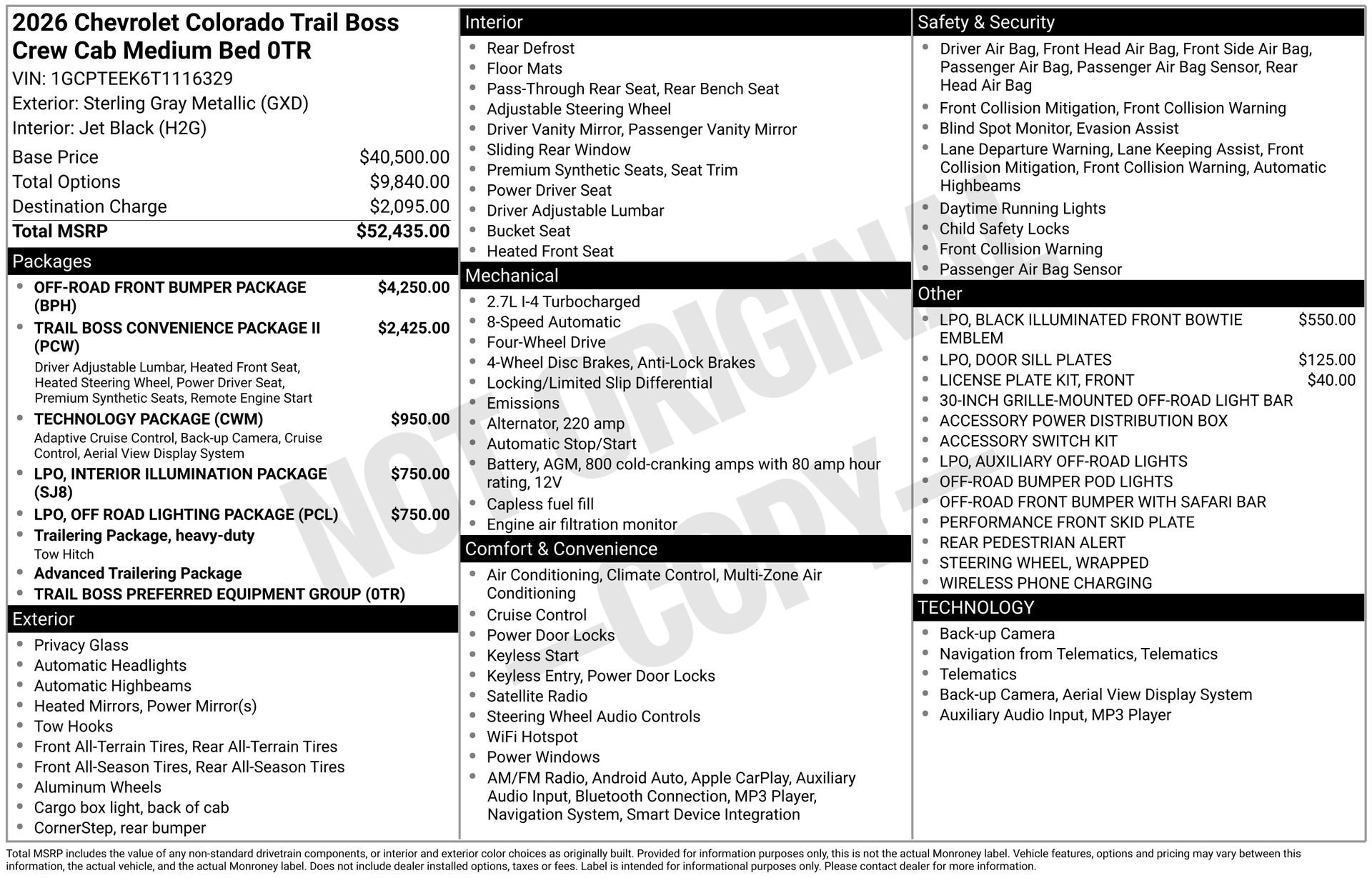 New 2026 Chevrolet Colorado Trail Boss w/ Off-Road Front Bumper Package AWD/4WD image 4
