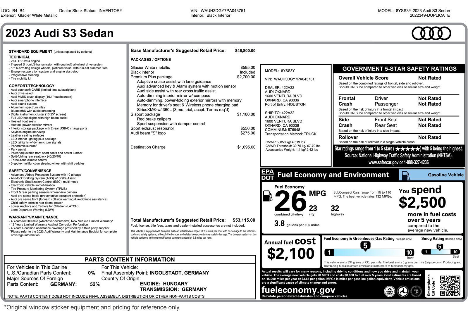 Used 2023 Audi S3 Premium Plus w/ Premium Plus Package image 3