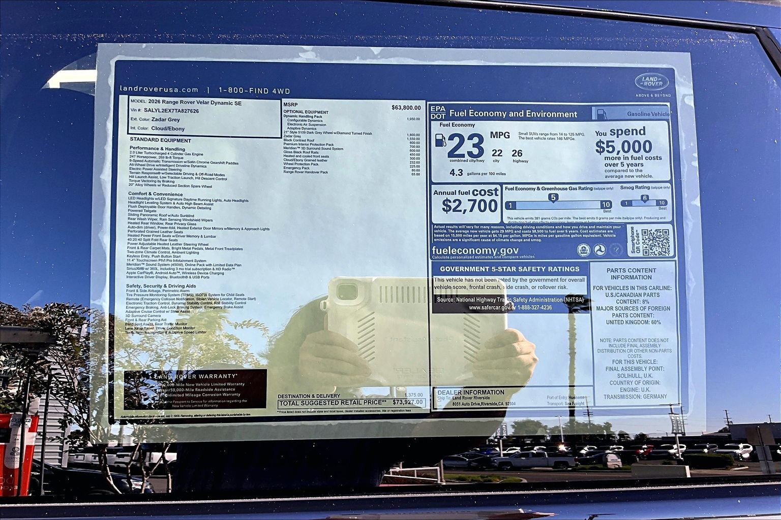 New 2026 Land Rover Range Rover Velar Dynamic SE image 14