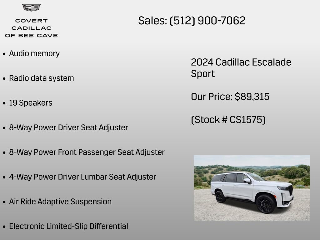 Certified 2024 Cadillac Escalade Sport w/ LPO, ONYX Package AWD/4WD image 38