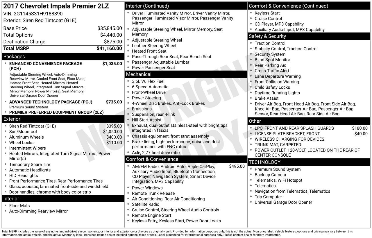 Used 2017 Chevrolet Impala Premier w/ Enhanced Convenience Package FWD image 3