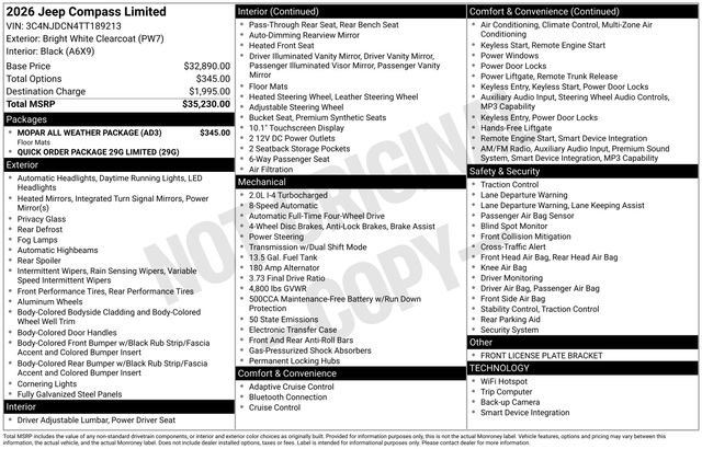 New 2026 Jeep Compass Limited w/ Mopar All Weather Package image 5