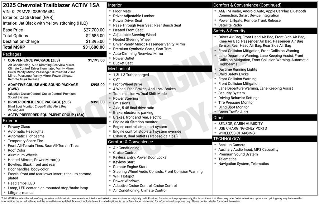 Certified 2025 Chevrolet TrailBlazer ACTIV w/ Convenience Package FWD image 7